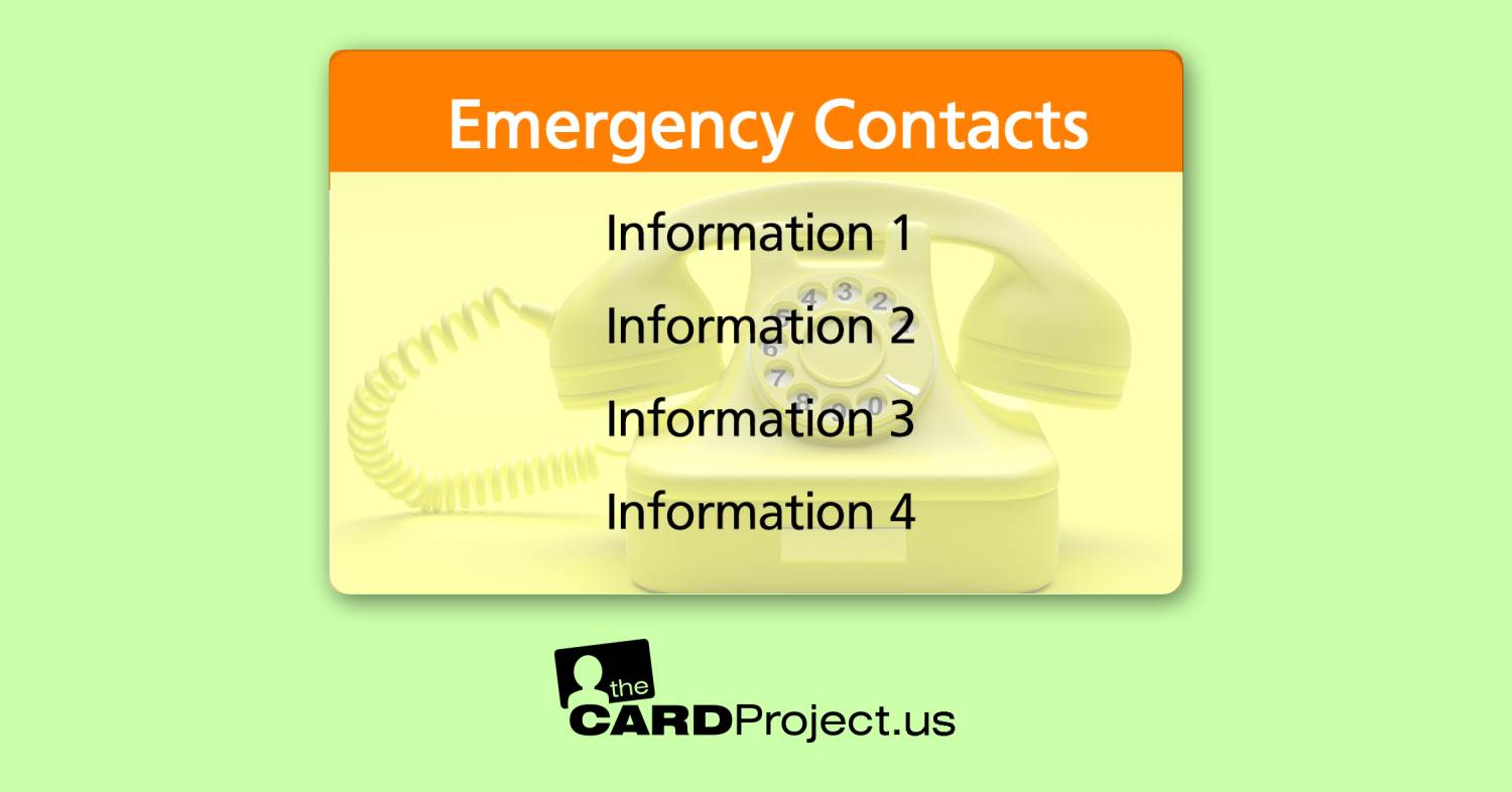 Yellow Emergency Contact Card